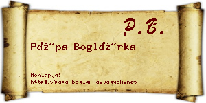 Pápa Boglárka névjegykártya